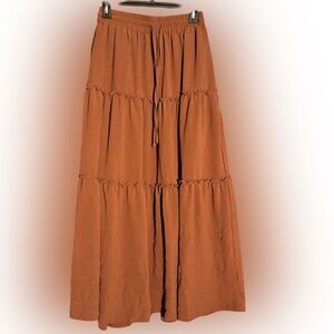 Women's Tiered Brown Maxi Skirt